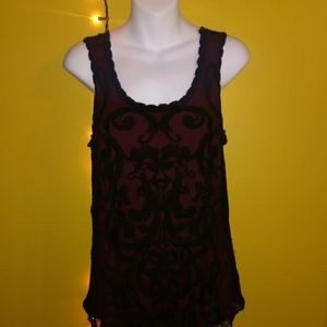 Goth Red and Black Lace Camisole/Tank Top Medium
